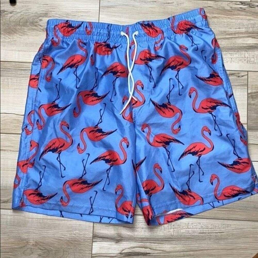 Old Navy Swim Trunks Blue Flamingos Medium